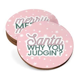 Sassy Pink Christmas Drink Coasters