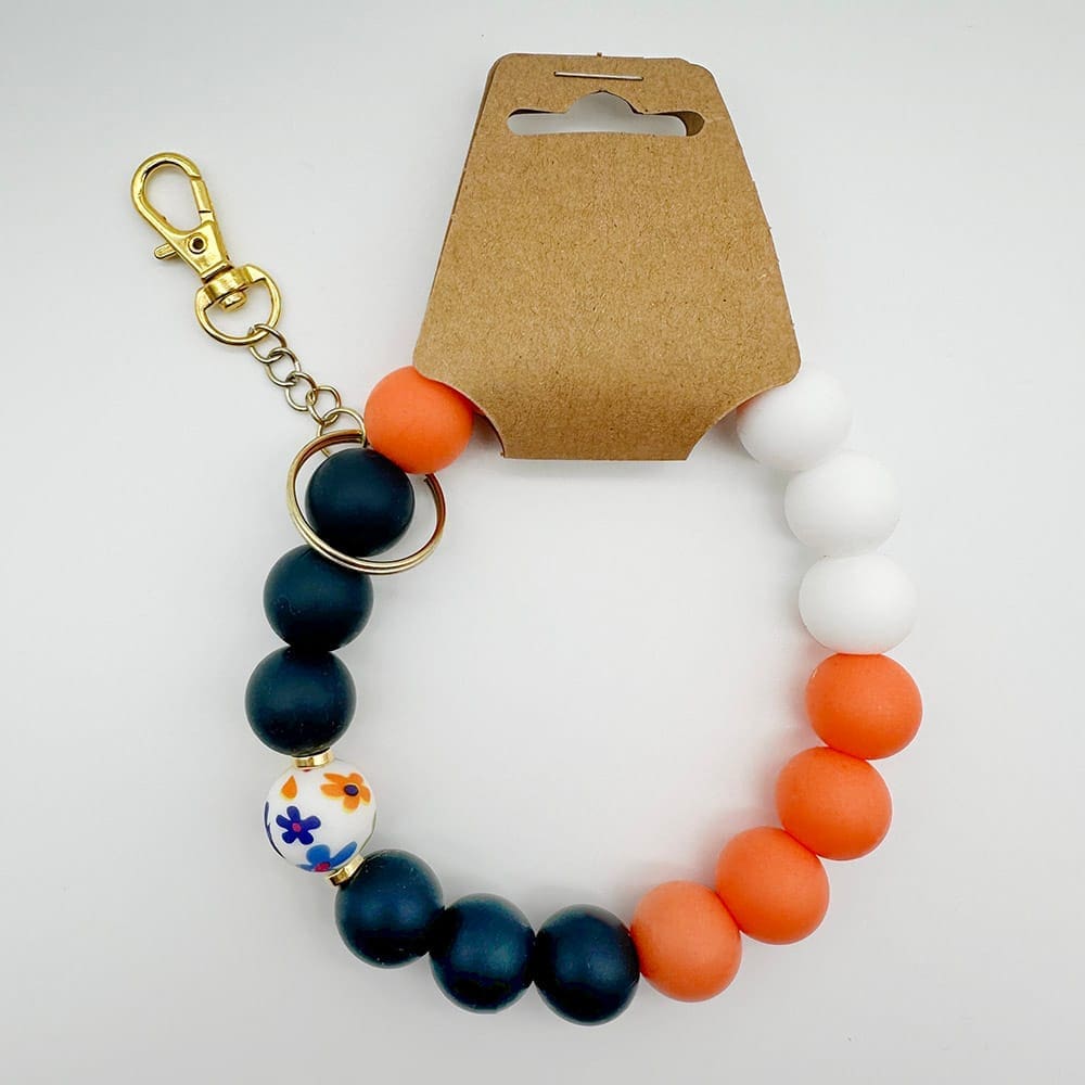 Retro Flowers Beaded Keychain Wristlet - Image 3