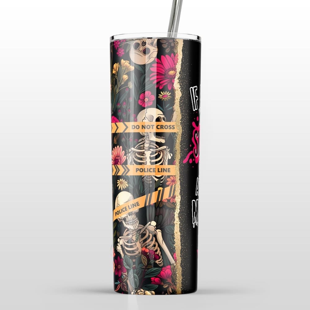 Floral True Crime Skeletons Stainless Steel Tumbler