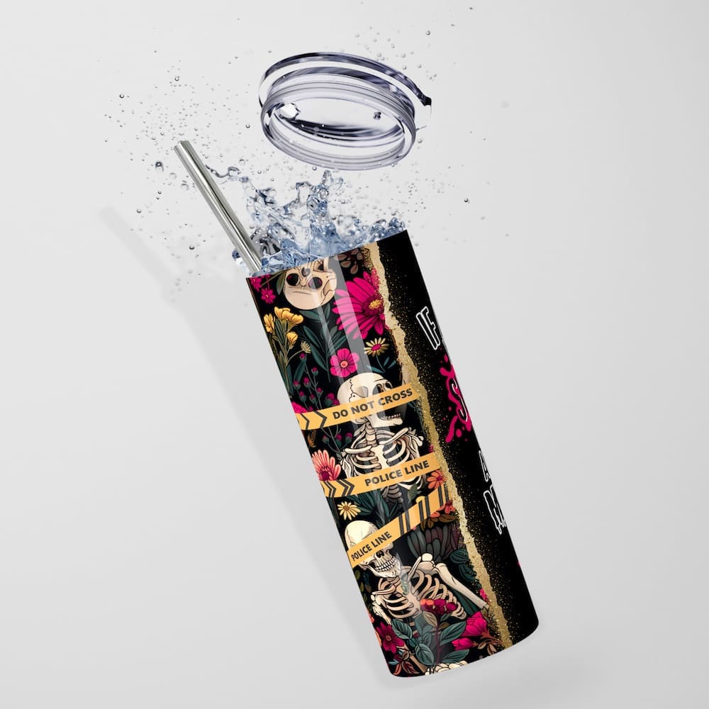 Floral True Crime Skeletons Stainless Steel Tumbler - Image 5