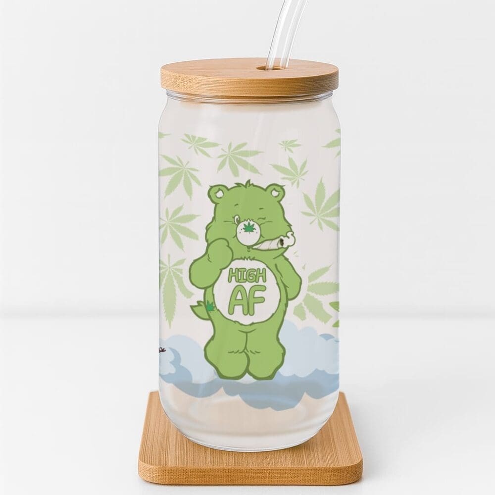 High AF Care Bear Frosted Glass Cup