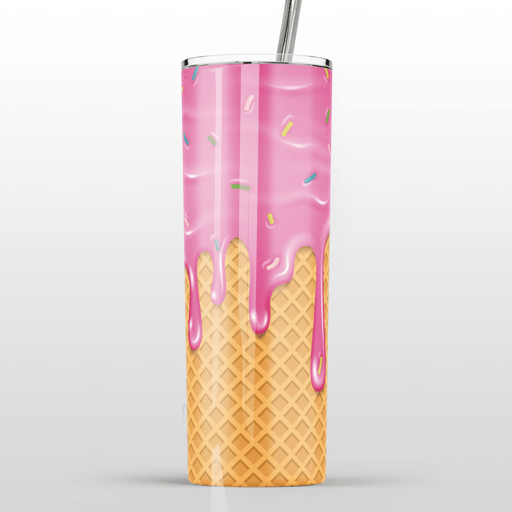Pink Drip Icecream Cone Stainless Steel Tumbler