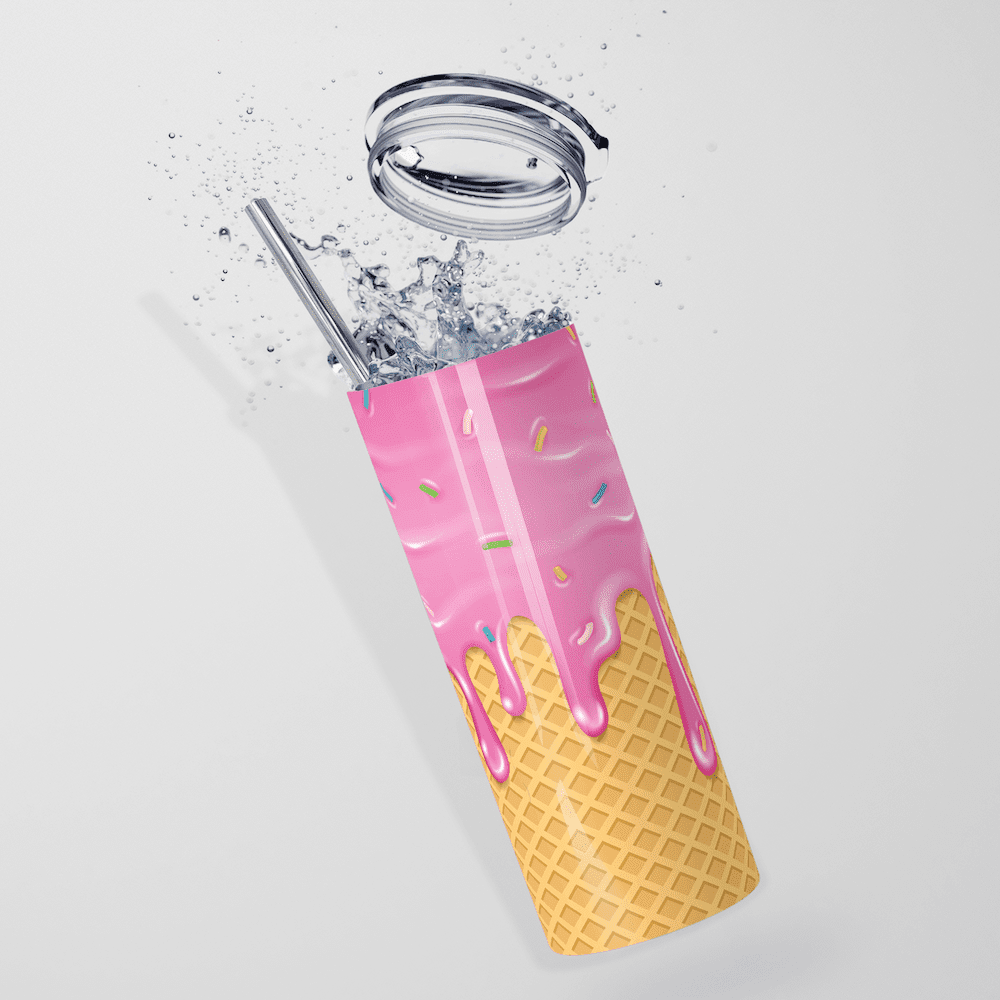 Pink Drip Icecream Cone Stainless Steel Tumbler - Image 5