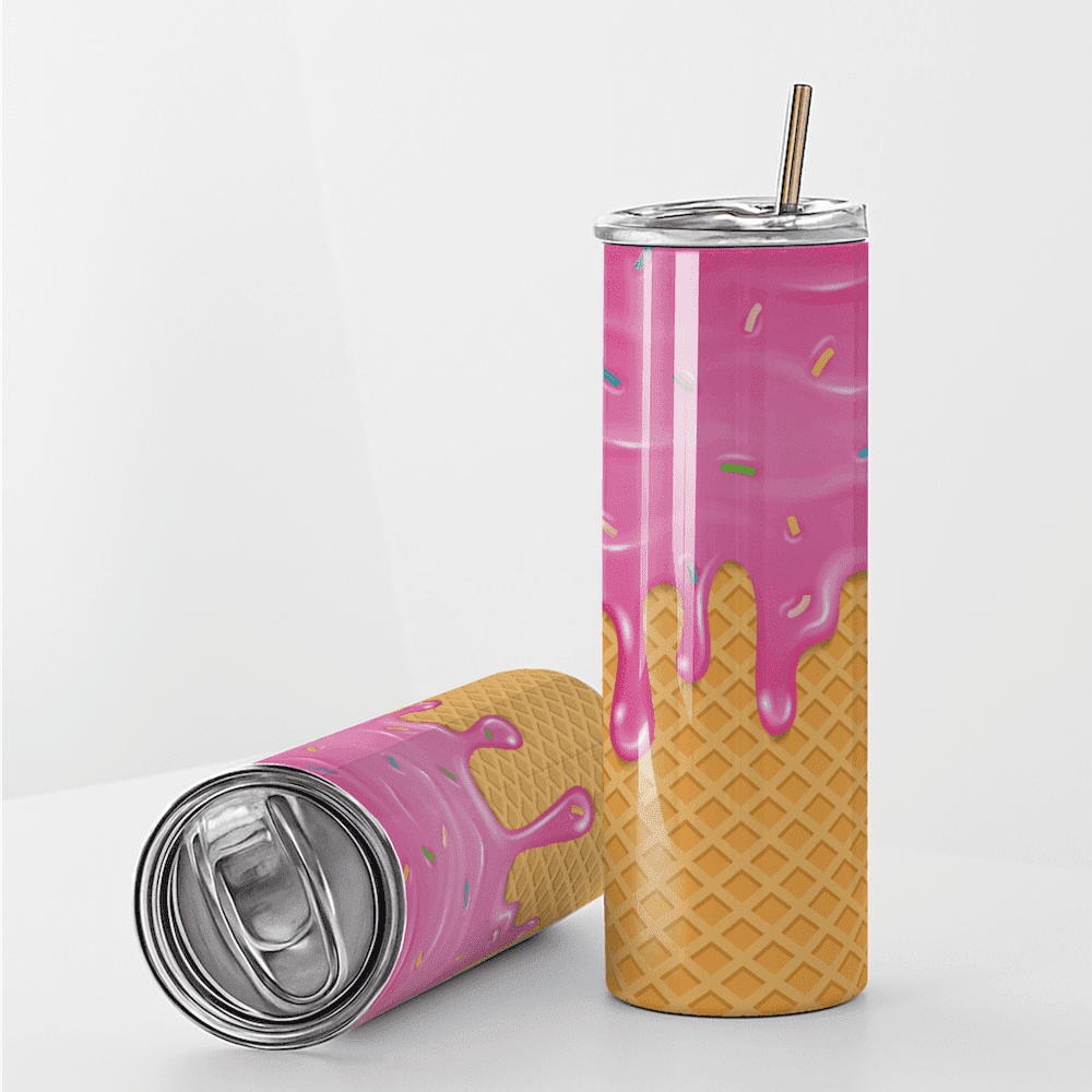 Pink Drip Icecream Cone Stainless Steel Tumbler - Image 6