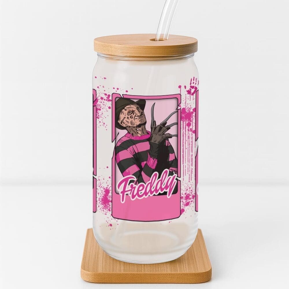 Girly Pop Halloween Serial Killers Frosted Glass Cup