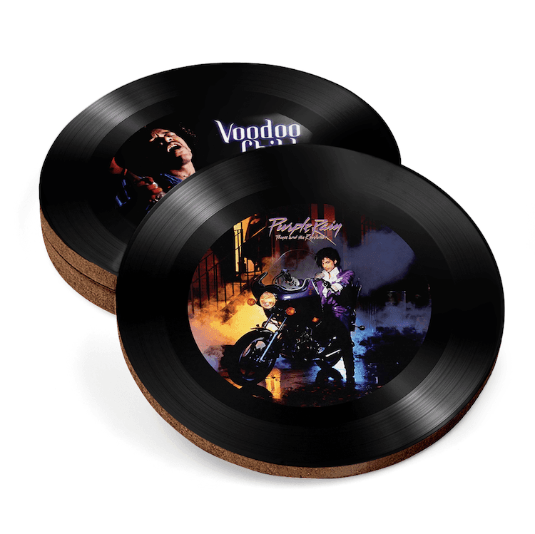 Bob Marley, Prince, Jimi Hendrix, Michael Jackson Vinyl Record Coasters - Image 3