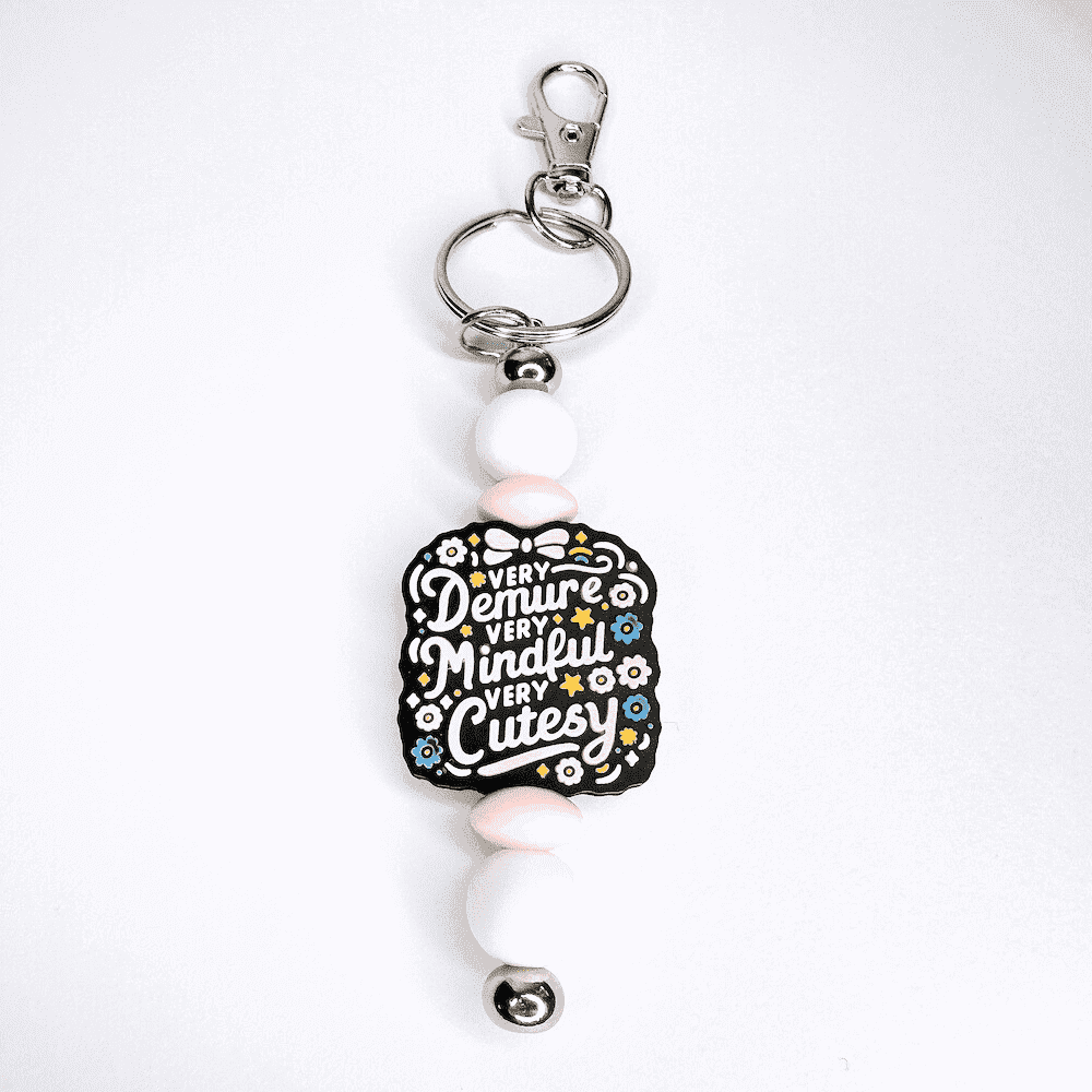 'Very Cutesy, Very Demure' Beaded Keychain - Image 2