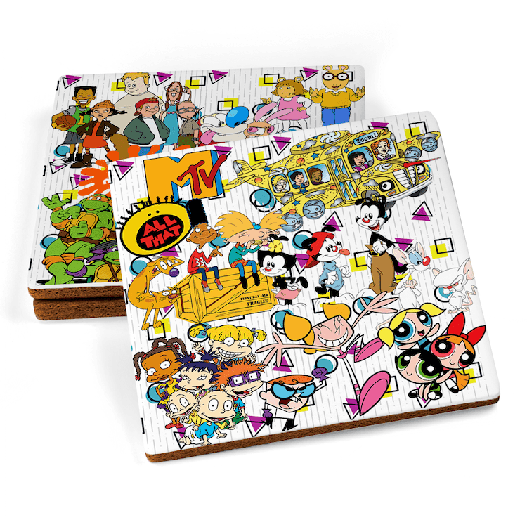 90's Cartoon Nostalgia Square Coasters