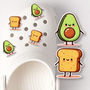 Kawaii Avocado and Toast Shoe Charms Set