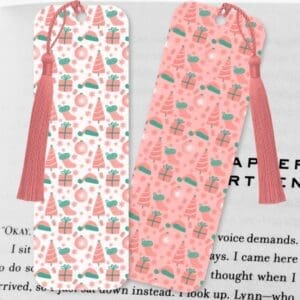 Pink Holiday Whimsy, Double-sided Bookmarks Set of 2
