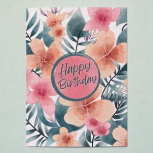 Floral Watercolour Style Happy Birthday Card