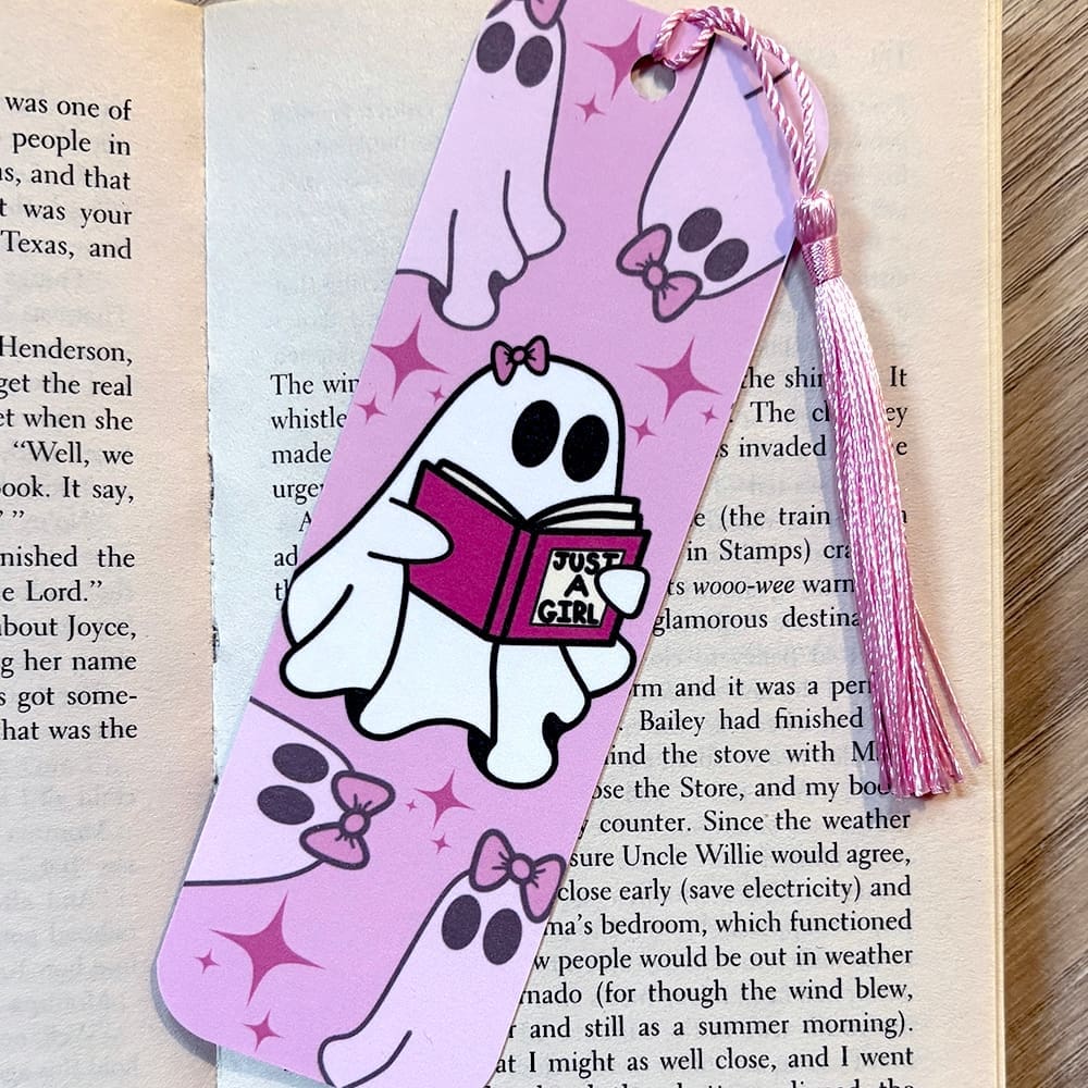 'Just A Girl' Cute Ghost Reader Double-sided Bookmark - Image 3