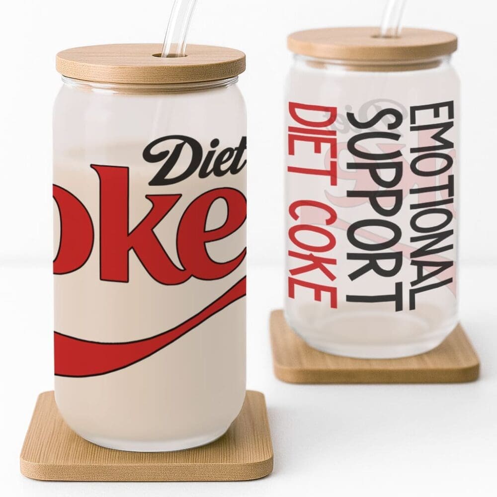 Emotional Support Diet Coke Frosted Glass Cup