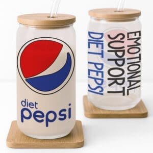Emotional Support Diet Pepsi OOPSIE Frosted Glass Cup