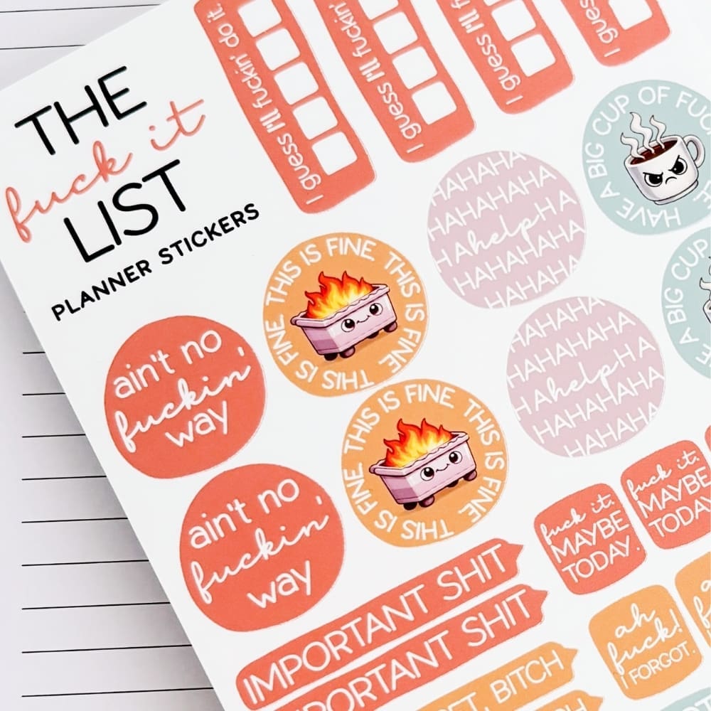 "The F*ck It List" Planner Stickers Sheet