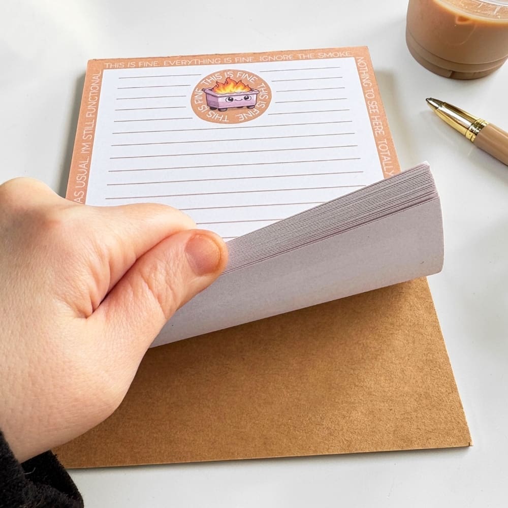 "This is Fine" Dumpster Fire 5x7 Notepad - Image 3