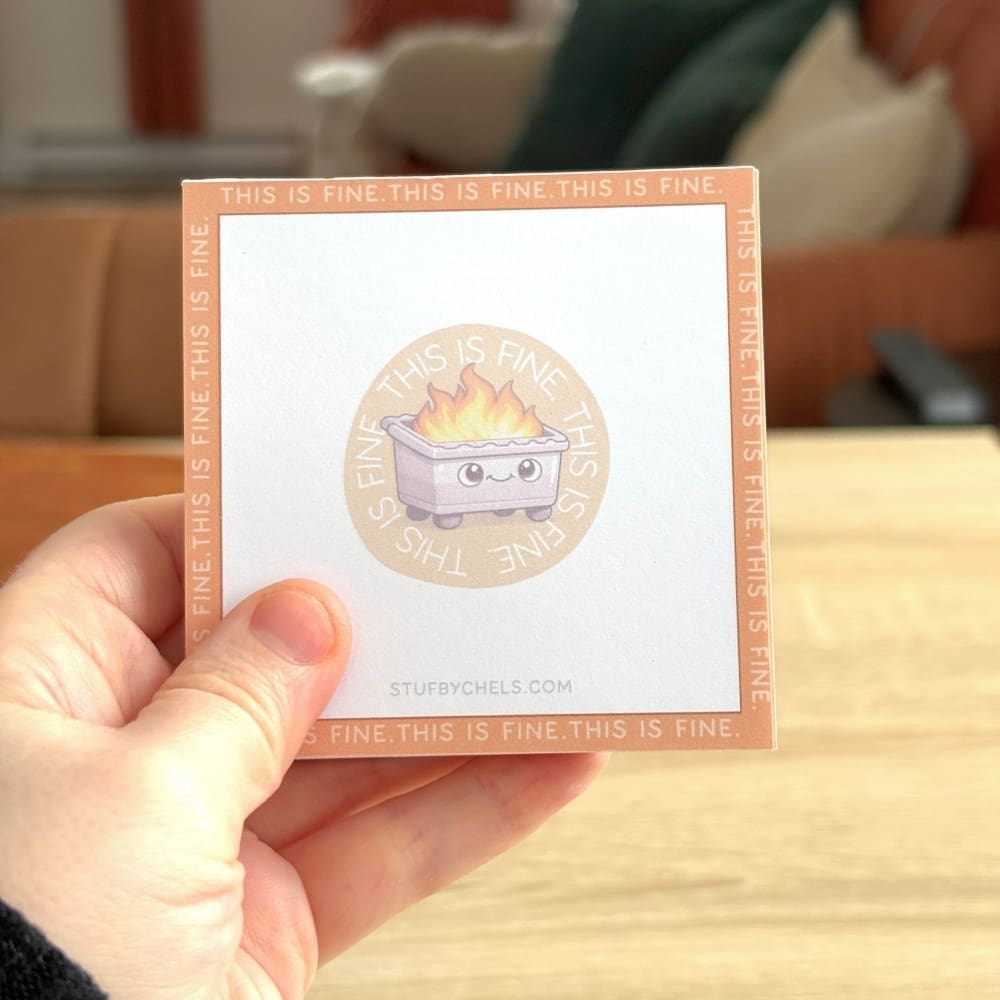 "This is Fine" Dumpster Fire MINI 3x3 Notepad - Image 4