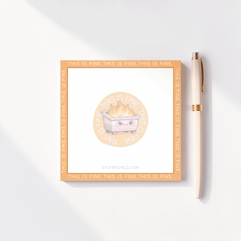 "This is Fine" Dumpster Fire MINI 3x3 Notepad
