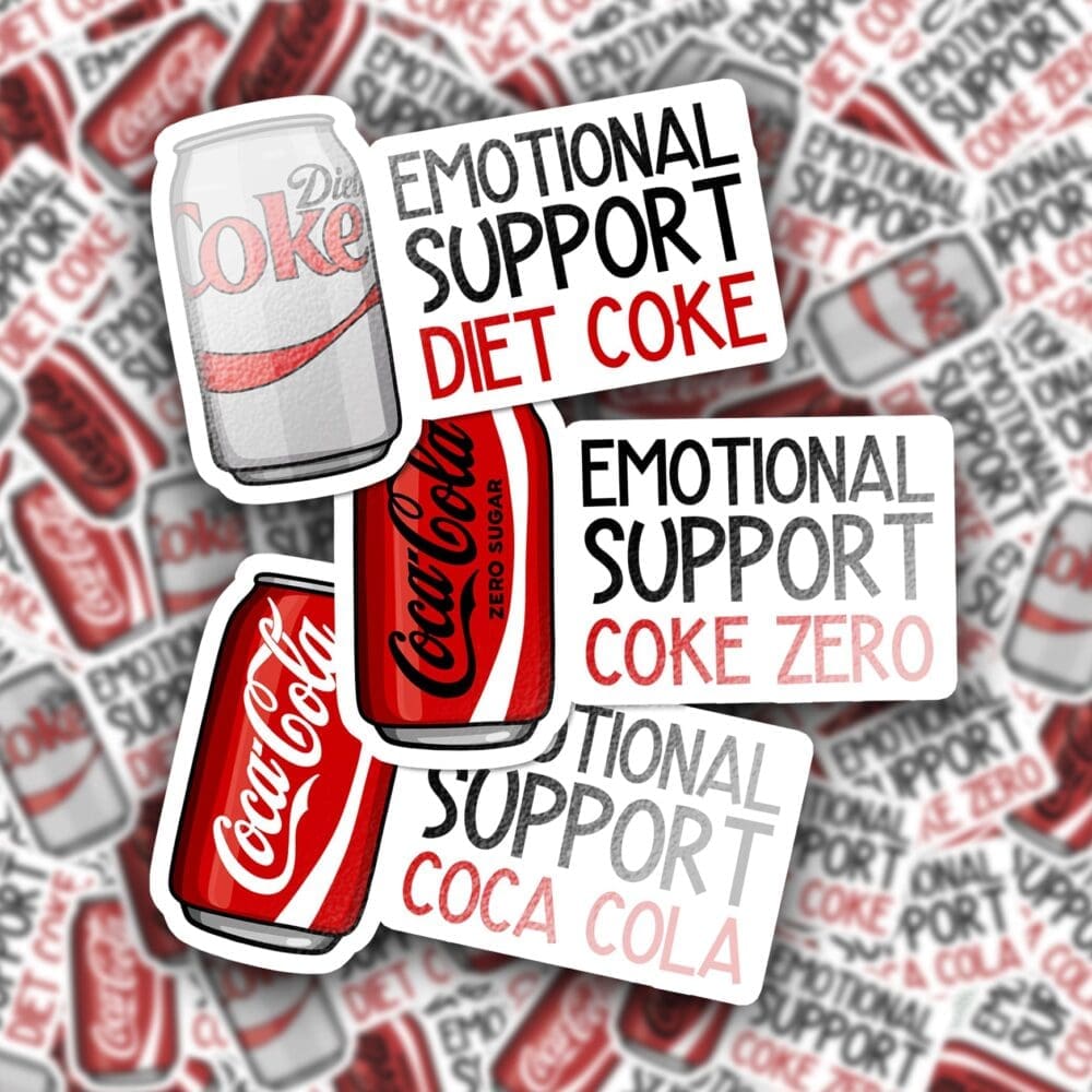 Emotional Support Diet Coke, Coca Cola, Coke Zero Stickers