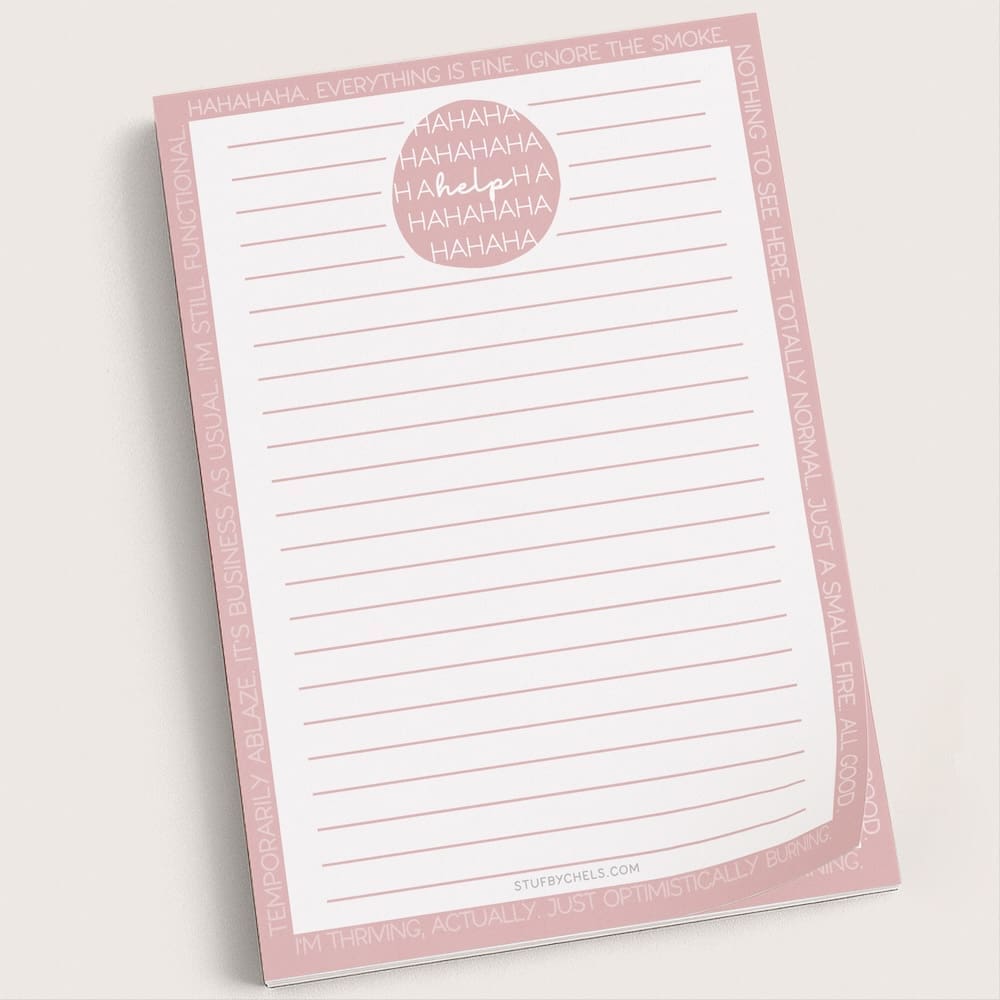 "HAHAHELP" Chaotic 5x7 Notepad